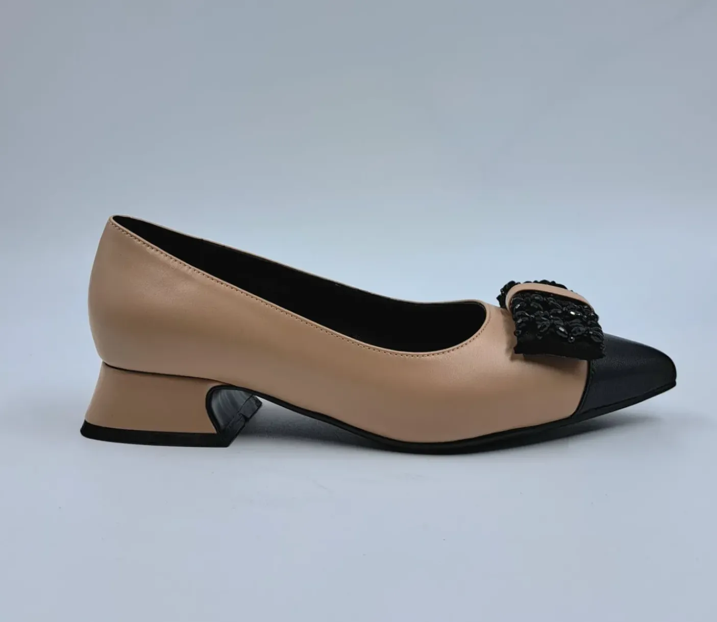 BALLERINE PELLE BICOLOR APPLICAZIONE FIOCCO