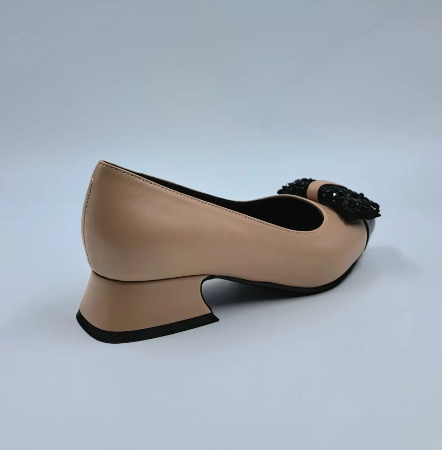 BALLERINE PELLE BICOLOR APPLICAZIONE FIOCCO