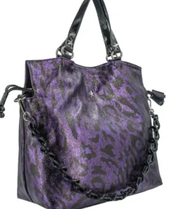 BORSE SHOPPING LEO IN PELLE VIOLA