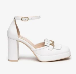 DECOLLETE PELLE BIANCA CON FRANGE