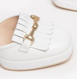 DECOLLETE PELLE BIANCA CON FRANGE