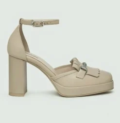 DECOLLETE PELLE LINO CON FRANGE