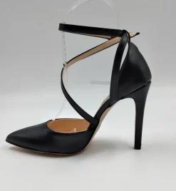 DECOLLETE' PELLE NERA CON INCROCIO