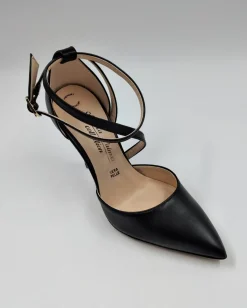 DECOLLETE' PELLE NERA CON INCROCIO