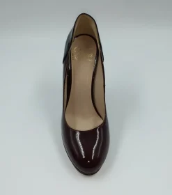 DECOLLETE PELLE VERNICE BORDEAUX E NERO