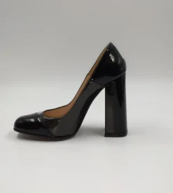 DECOLLETE PELLE VERNICE TRICOLOR STRISCIA BORDEAUX