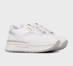 JANET&JANET SNEAKERS BIANCO DETTAGLI ARGENTO