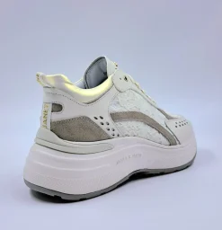 JANET&JANET SNEAKERS PELLE TESSUTO PIZZO