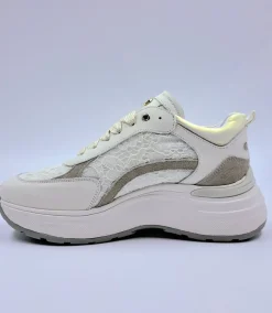 JANET&JANET SNEAKERS PELLE TESSUTO PIZZO