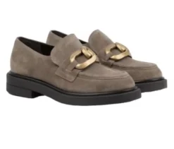 MOCASSINI CAMOSCIO BROOK CHAIN TAUPE