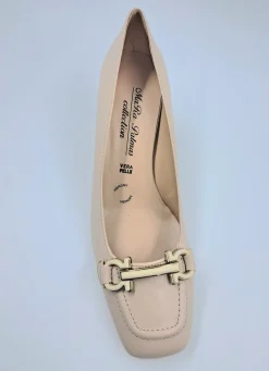 MOCASSINI FIBBIA METALLICA NUDE