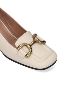 MOCASSINI VALENCIA IN PELLE PANNA CON APPLICAZIONE METALLICA