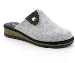 PANTOFOLE DOLA IN FELTRO DI VERA LANA GRIGIO
