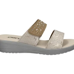 PANTOFOLE DOPPIA STRISCIA STRASS BEIGE