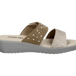 PANTOFOLE DOPPIA STRISCIA STRASS BEIGE