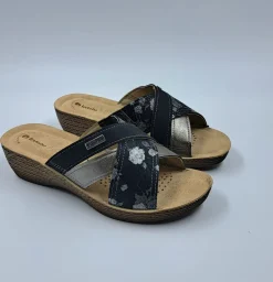 PANTOFOLE INBLU FASCE INCROCIATE FLOREAL GRIGIO SCURO