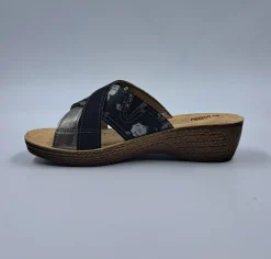 PANTOFOLE INBLU FASCE INCROCIATE FLOREAL GRIGIO SCURO