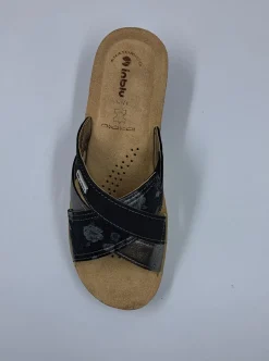 PANTOFOLE INBLU FASCE INCROCIATE FLOREAL GRIGIO SCURO