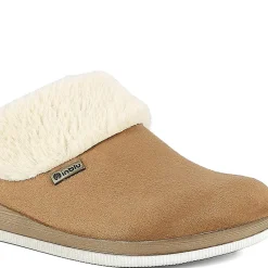 PANTOFOLE TESSUTO E RISVOLTO ECOPELLICCIA