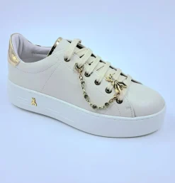 PATRIZIA PEPE SNEAKERS PELLE PANNA CHARMS CATENA GOLD