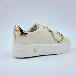 PATRIZIA PEPE SNEAKERS PELLE PANNA CHARMS CATENA GOLD