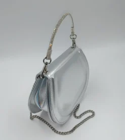 POCHETTE ARGENTO MANICO STRASS