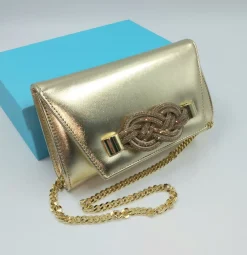 POCHETTE PLATINO APPLICAZIONE STRASS NODO