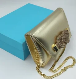 POCHETTE PLATINO APPLICAZIONE STRASS NODO