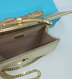 POCHETTE PLATINO CON FIOCCO STRASS