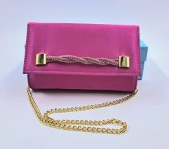 POCHETTE RASO FUXIA APPLICAZIONE STRASS
