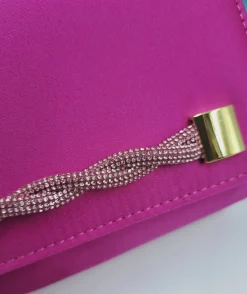 POCHETTE RASO FUXIA APPLICAZIONE STRASS