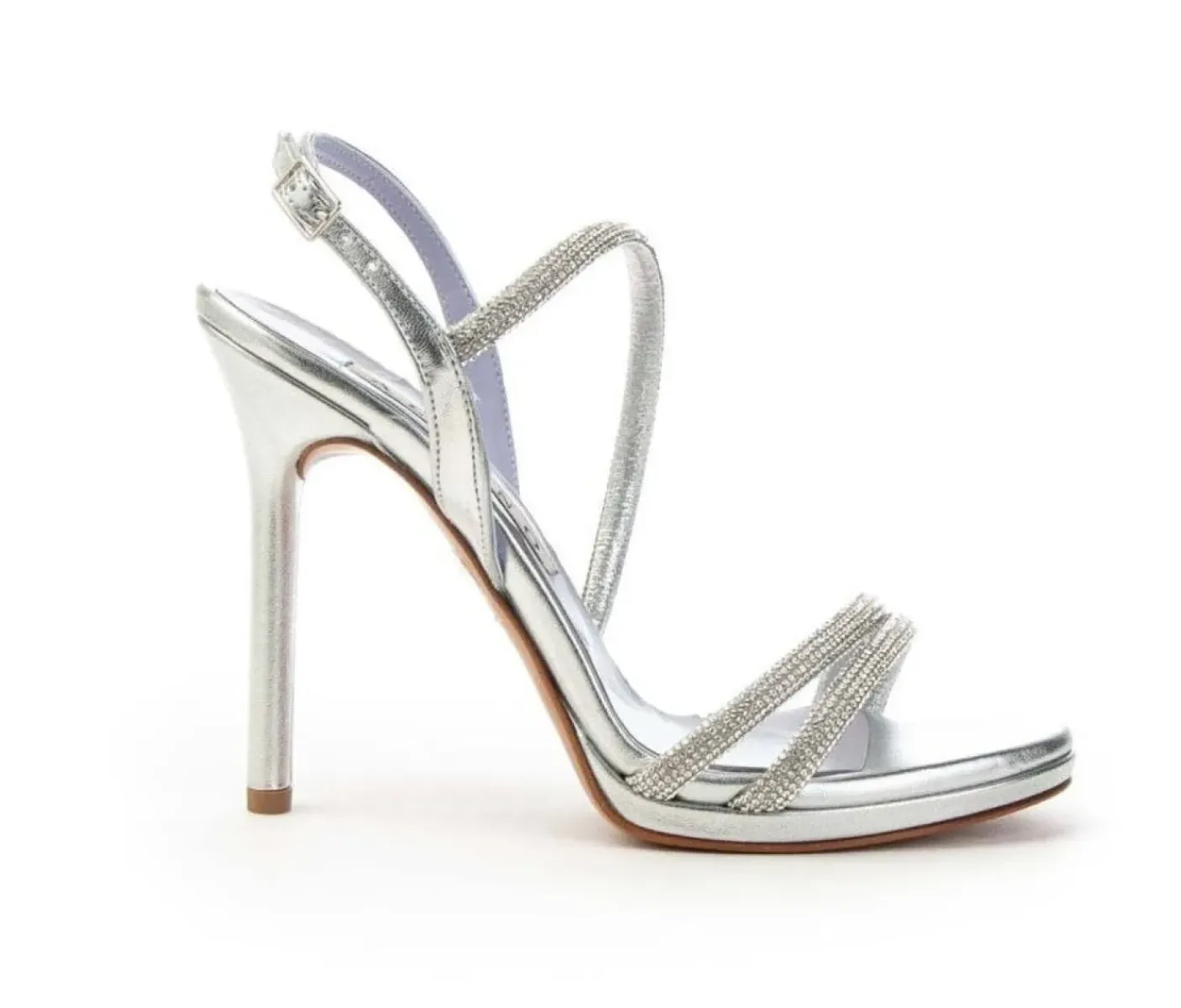 SANDALI ARGENTO DETTAGLI FASCE STRASS