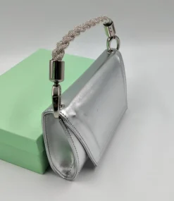 SANDALI ARGENTO TRECCIA STRASS