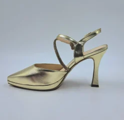 SANDALI CON NODO STRASS SLINGBACK PLATINO