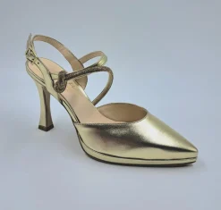 SANDALI CON NODO STRASS SLINGBACK PLATINO