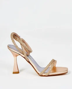 SANDALI FASCE CAVIGLIA STRASS RAME