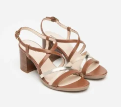 SANDALI FASCE PELLE ORO LINO