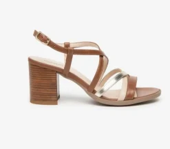 SANDALI FASCE PELLE ORO LINO