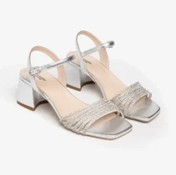 SANDALI FASCE STRASS ARGENTO