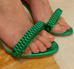 SANDALI FASCIA INTRECCIO VERTICALE VERDE