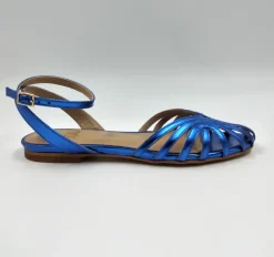 SANDALI FLAT LAMINATO BLU