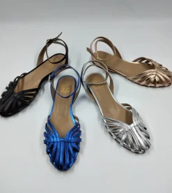 SANDALI FLAT LAMINATO BLU