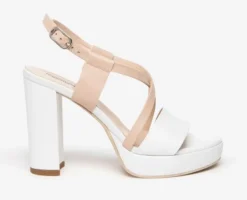 SANDALI IN PELLE BIANCA INCROCIO CIPRIA