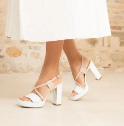 SANDALI IN PELLE BIANCA INCROCIO CIPRIA