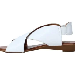 SANDALI IN PELLE BIANCA TACCO BASSO