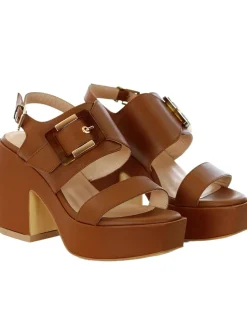 SANDALI MAXI FIBBIA CUOIO