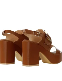 SANDALI MAXI FIBBIA CUOIO