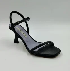 SANDALI NERI FASCE STRASS