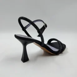 SANDALI NERI FASCE STRASS