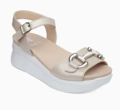 SANDALI PELLE BEIGE APPLICAZIONE METALLICA